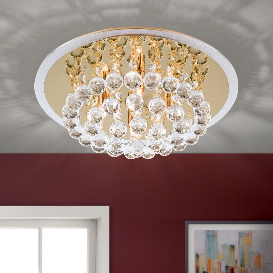 Kristalna plafonjera GLORIA 4xG9/40W/230V pr. 38 cm zlatna