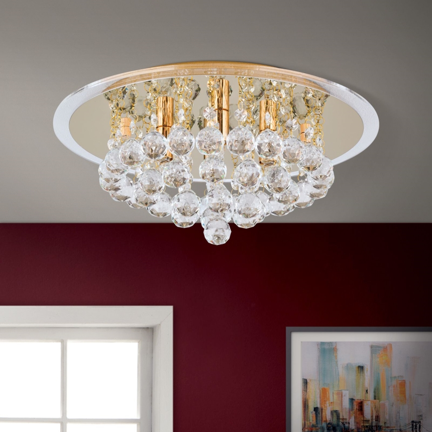 Kristalna plafonjera GLORIA 4xG9/40W/230V pr. 38 cm zlatna