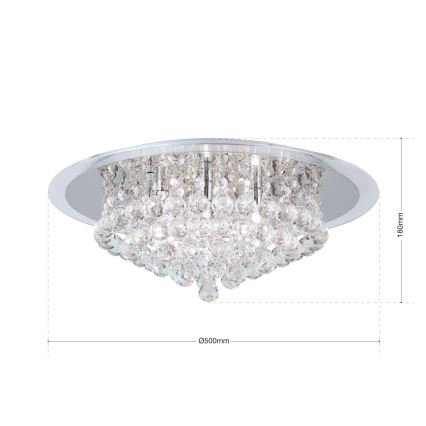 Kristalna plafonjera GLORIA 6xG9/40W/230V pr. 50 cm prozirna/sjajni krom