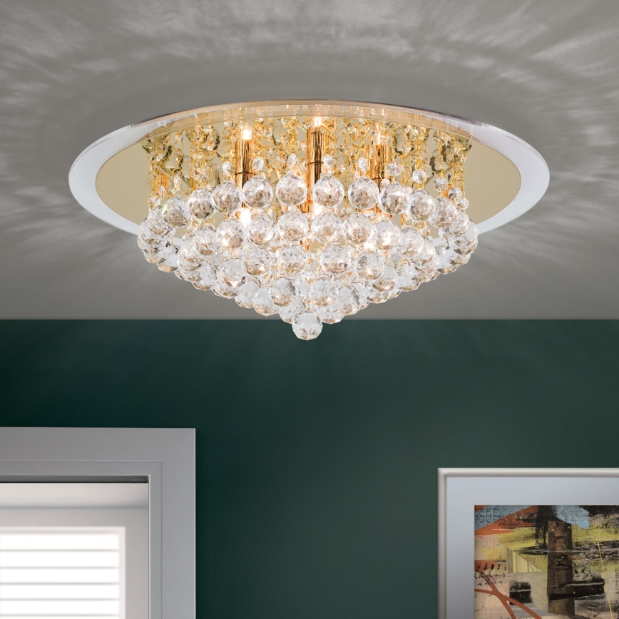 Kristalna plafonjera GLORIA 6xG9/40W/230V pr. 50 cm zlatna