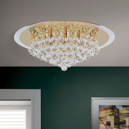 Kristalna plafonjera GLORIA 6xG9/40W/230V pr. 50 cm zlatna