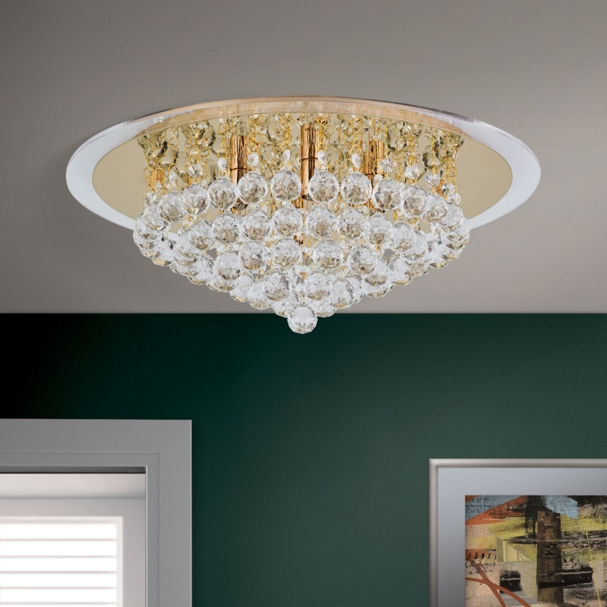 Kristalna plafonjera GLORIA 6xG9/40W/230V pr. 50 cm zlatna