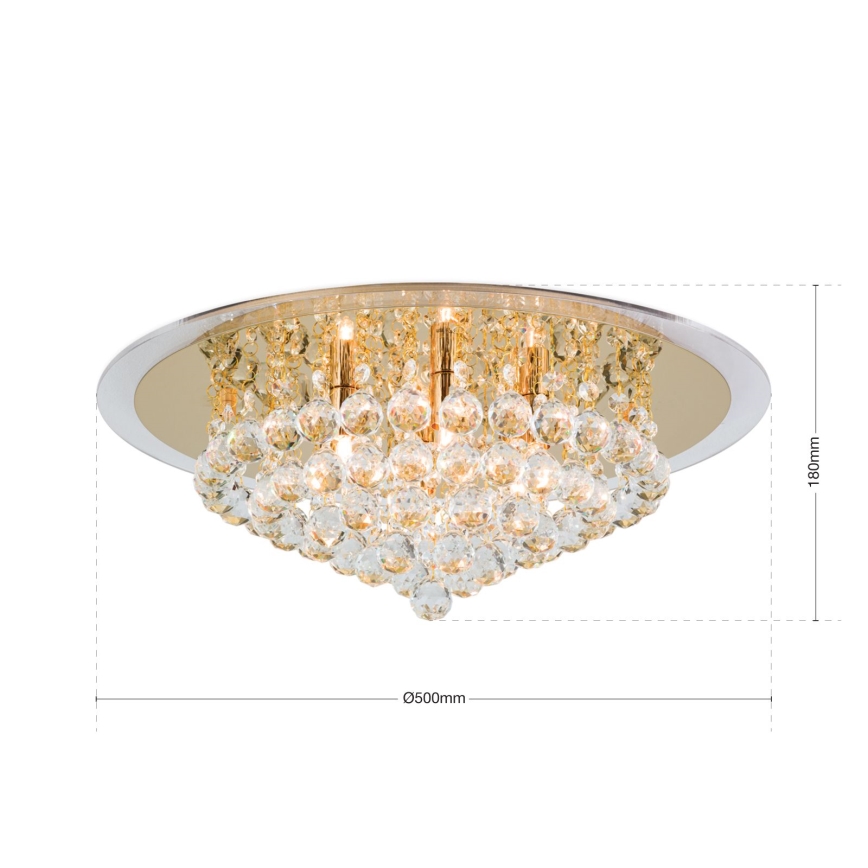 Kristalna plafonjera GLORIA 6xG9/40W/230V pr. 50 cm zlatna