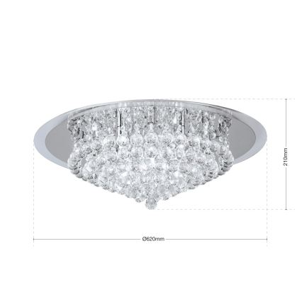 Kristalna plafonjera GLORIA 9xG9/40W/230V pr. 62 cm prozirna/sjajni krom