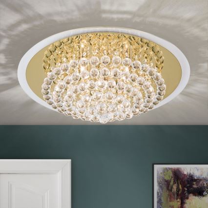 Kristalna plafonjera GLORIA 9xG9/40W/230V pr. 62 cm zlatna