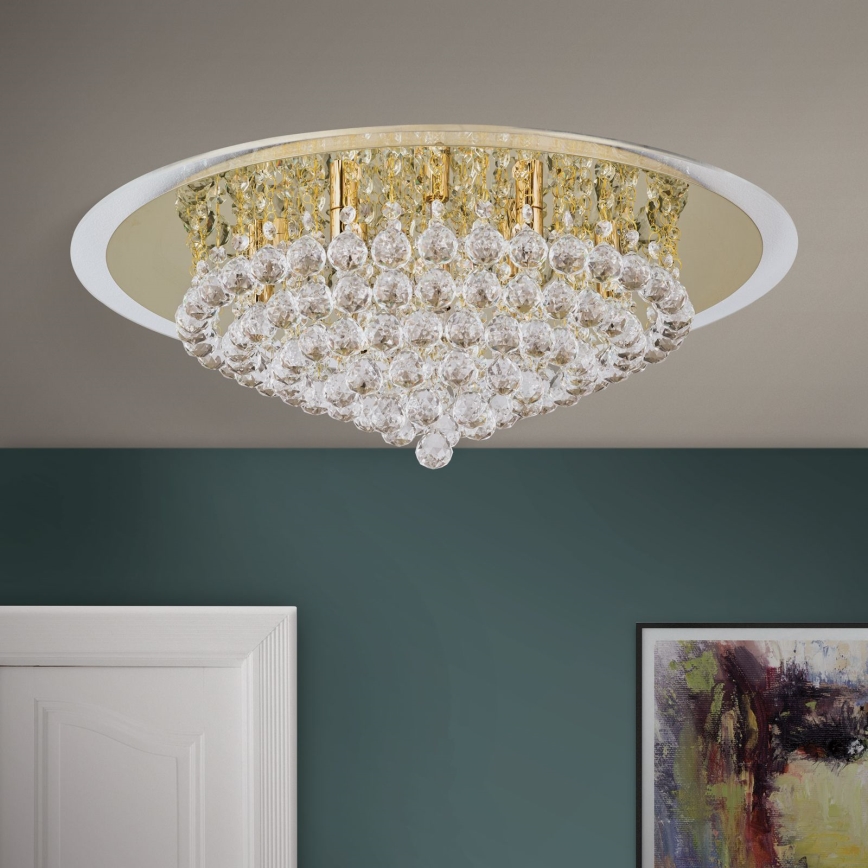 Kristalna plafonjera GLORIA 9xG9/40W/230V pr. 62 cm zlatna