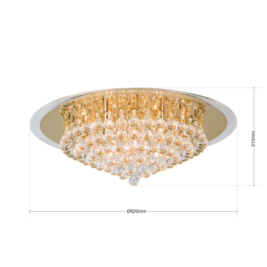 Kristalna plafonjera GLORIA 9xG9/40W/230V pr. 62 cm zlatna