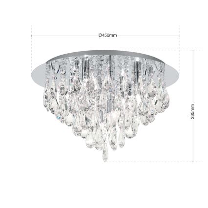 Kristalna plafonjera CELESTE 6xG9/40W/230V pr. 45 cm sjajni krom