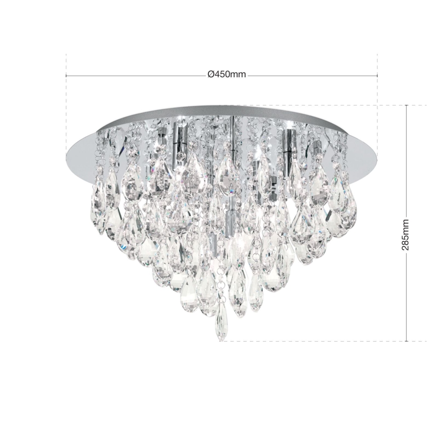 Kristalna plafonjera CELESTE 6xG9/40W/230V pr. 45 cm sjajni krom