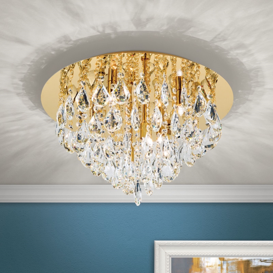 Kristalna plafonjera CELESTE 6xG9/40W/230V pr. 45 cm zlatna