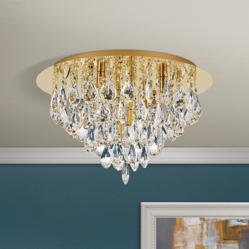 Kristalna plafonjera CELESTE 6xG9/40W/230V pr. 45 cm zlatna