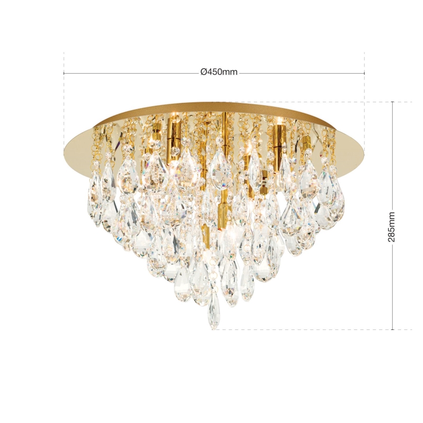 Kristalna plafonjera CELESTE 6xG9/40W/230V pr. 45 cm zlatna