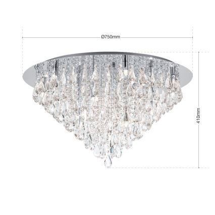 Kristalna plafonjera CELESTE 12xG9/40W/230V pr. 75 cm sjajni krom