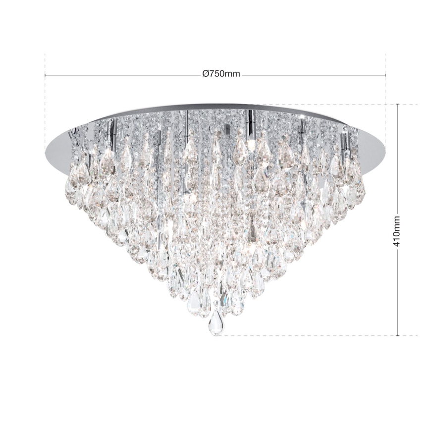 Kristalna plafonjera CELESTE 12xG9/40W/230V pr. 75 cm sjajni krom