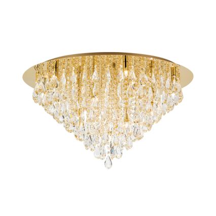 Kristalna plafonjera CELESTE 12xG9/40W/230V pr. 75 cm zlatna