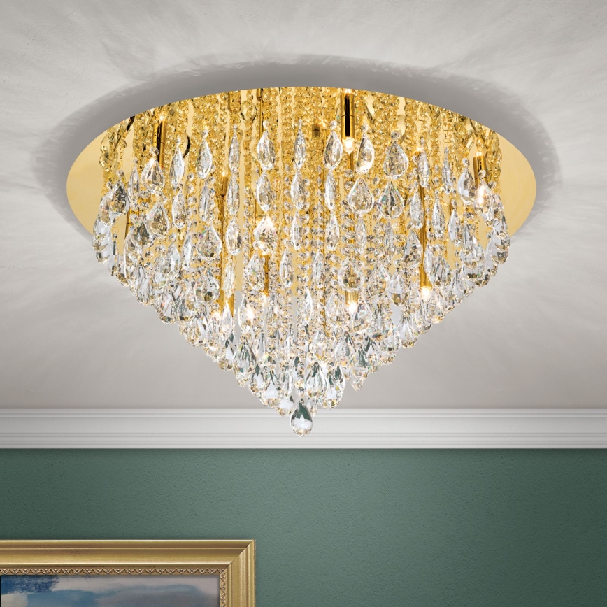 Kristalna plafonjera CELESTE 12xG9/40W/230V pr. 75 cm zlatna