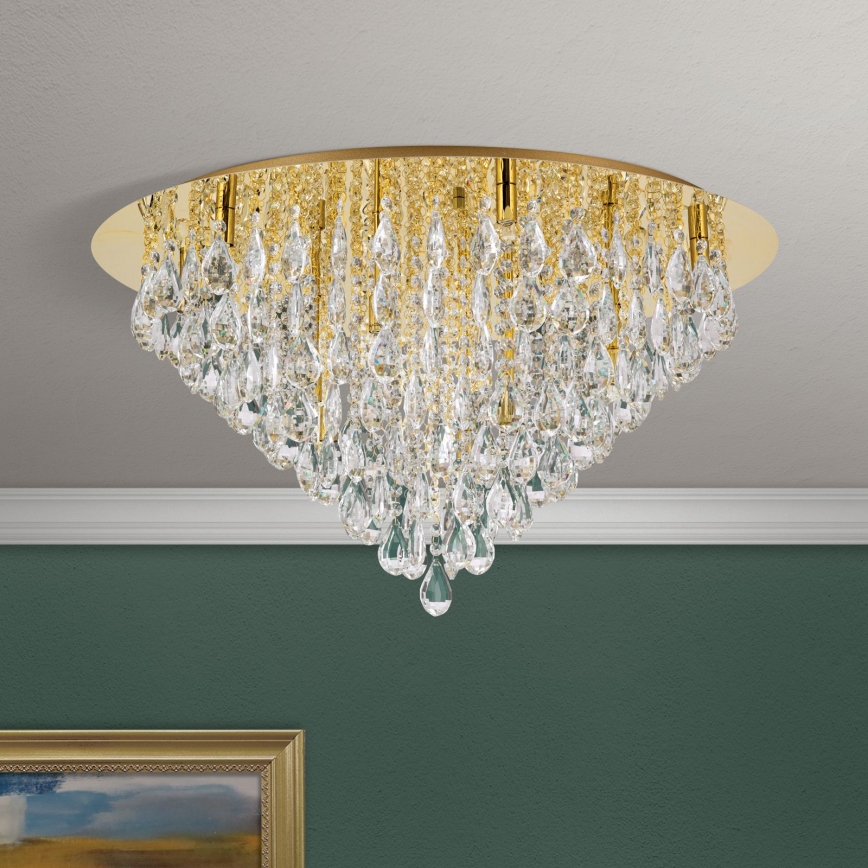 Kristalna plafonjera CELESTE 12xG9/40W/230V pr. 75 cm zlatna
