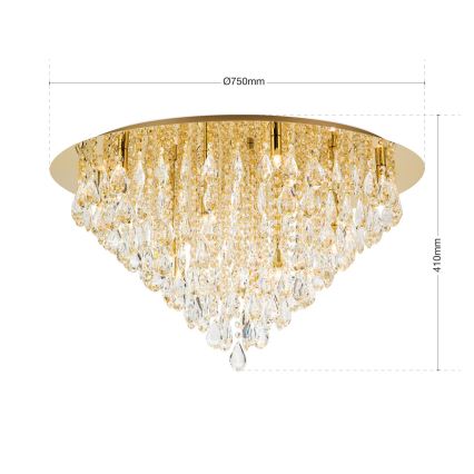Kristalna plafonjera CELESTE 12xG9/40W/230V pr. 75 cm zlatna