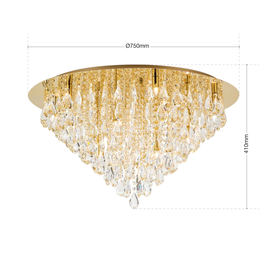 Kristalna plafonjera CELESTE 12xG9/40W/230V pr. 75 cm zlatna