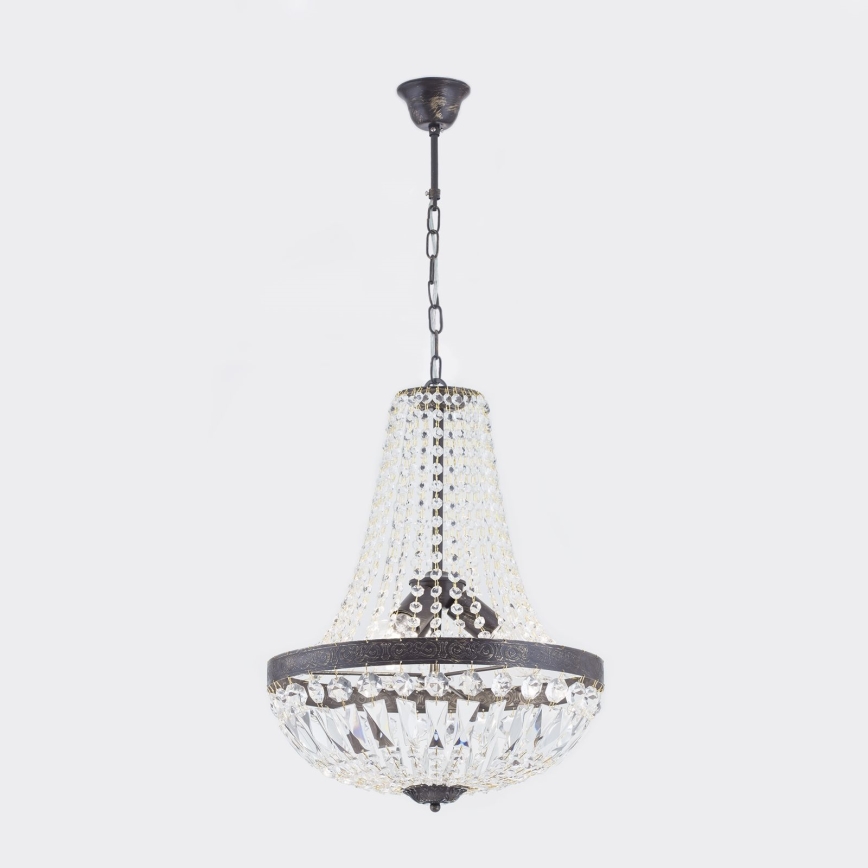Kristalni luster na lancu ARILA 3xE27/60W/230V pr. 40 cm braon/patina