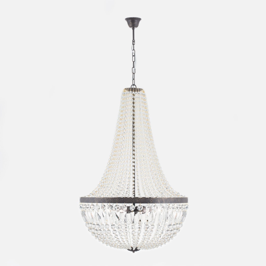 Kristalni luster na lancu ARILA 6xE27/60W/230V pr. 60 cm braon/patina