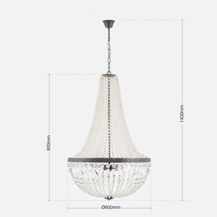 Kristalni luster na lancu ARILA 6xE27/60W/230V pr. 60 cm braon/patina