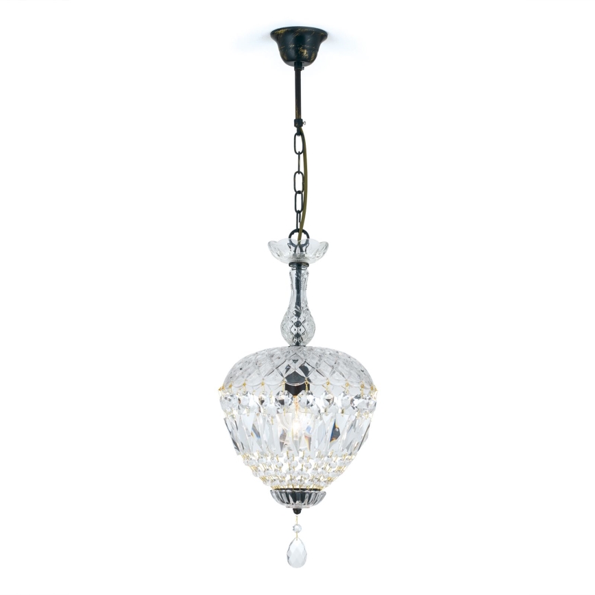Kristalni luster na lancu ARILA 1xE27/60W/230V pr. 25 cm braon/patina