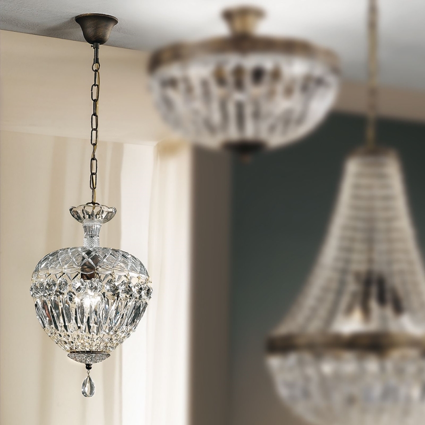 Kristalni luster na lancu ARILA 1xE27/60W/230V pr. 25 cm braon/patina