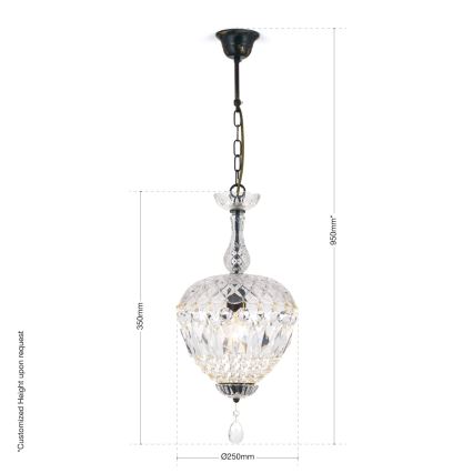 Kristalni luster na lancu ARILA 1xE27/60W/230V pr. 25 cm braon/patina