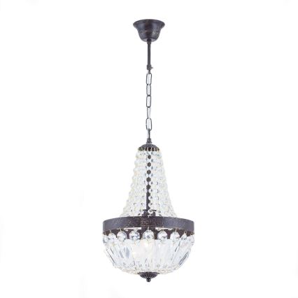Kristalni luster na lancu ARILA 1xE27/60W/230V pr. 25,5 cm braon/patina
