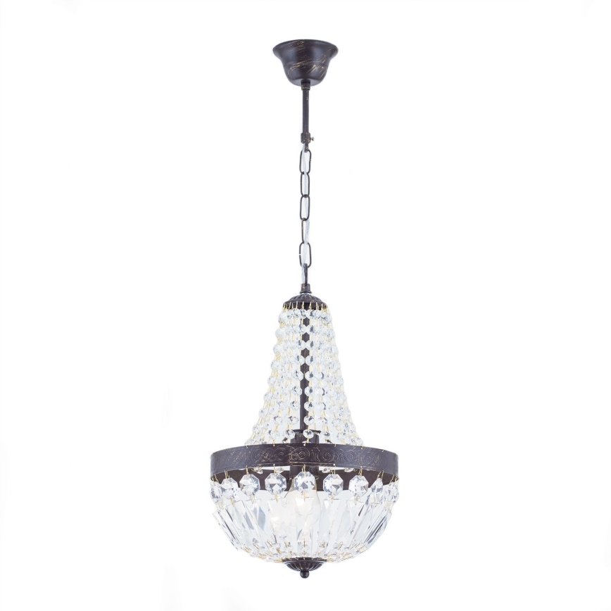 Kristalni luster na lancu ARILA 1xE27/60W/230V pr. 25,5 cm braon/patina