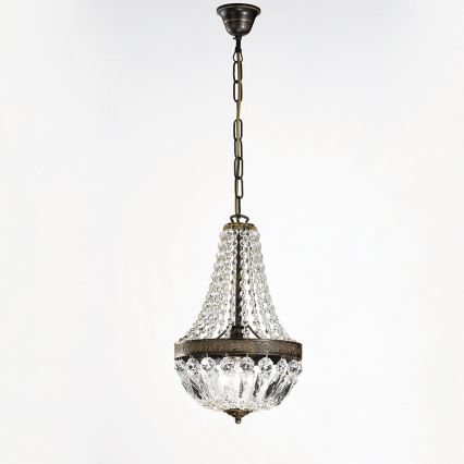 Kristalni luster na lancu ARILA 1xE27/60W/230V pr. 25,5 cm braon/patina