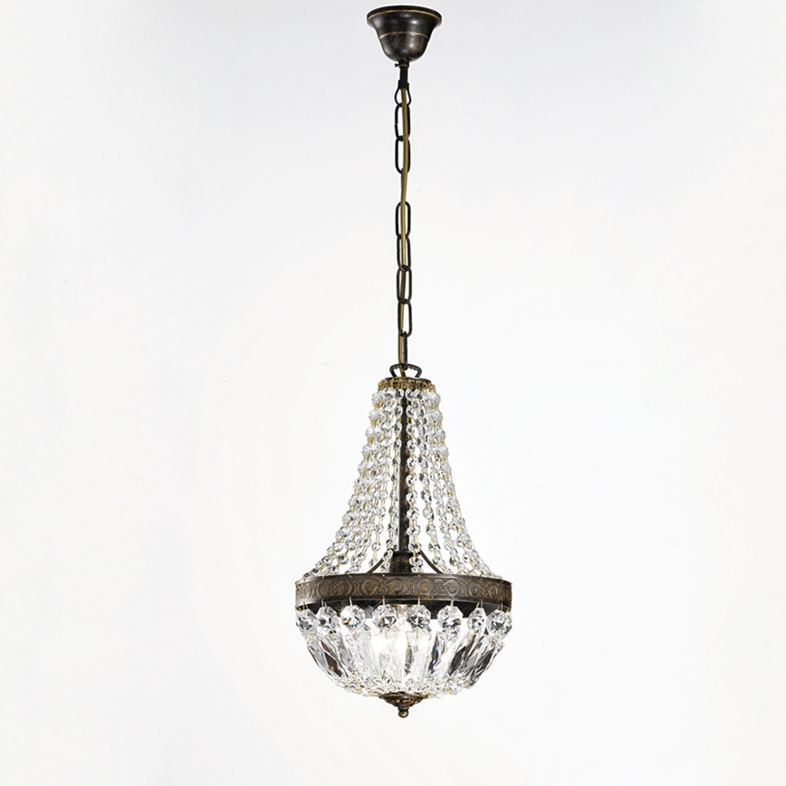 Kristalni luster na lancu ARILA 1xE27/60W/230V pr. 25,5 cm braon/patina