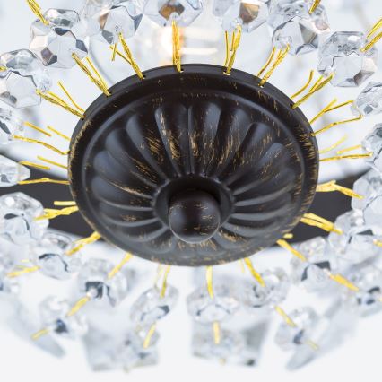 Kristalni luster na lancu ARILA 1xE27/60W/230V pr. 25,5 cm braon/patina