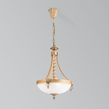 Luster na lancu ROCCA 3xE27/60W/230V pr. 32 cm bronzana/bela