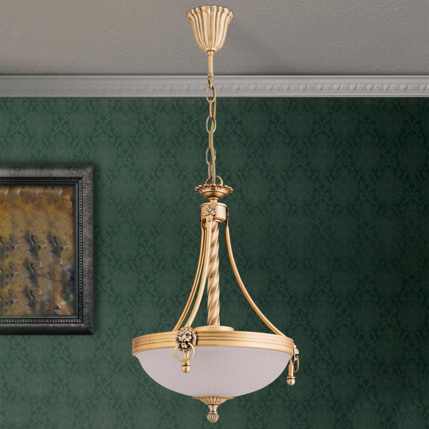 Luster na lancu ROCCA 3xE27/60W/230V pr. 32 cm bronzana/bela