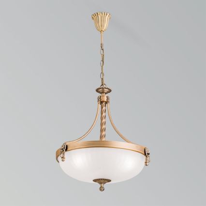 Luster na lancu ROCCA 3xE27/60W/230V pr. 42 cm bronzana/bela