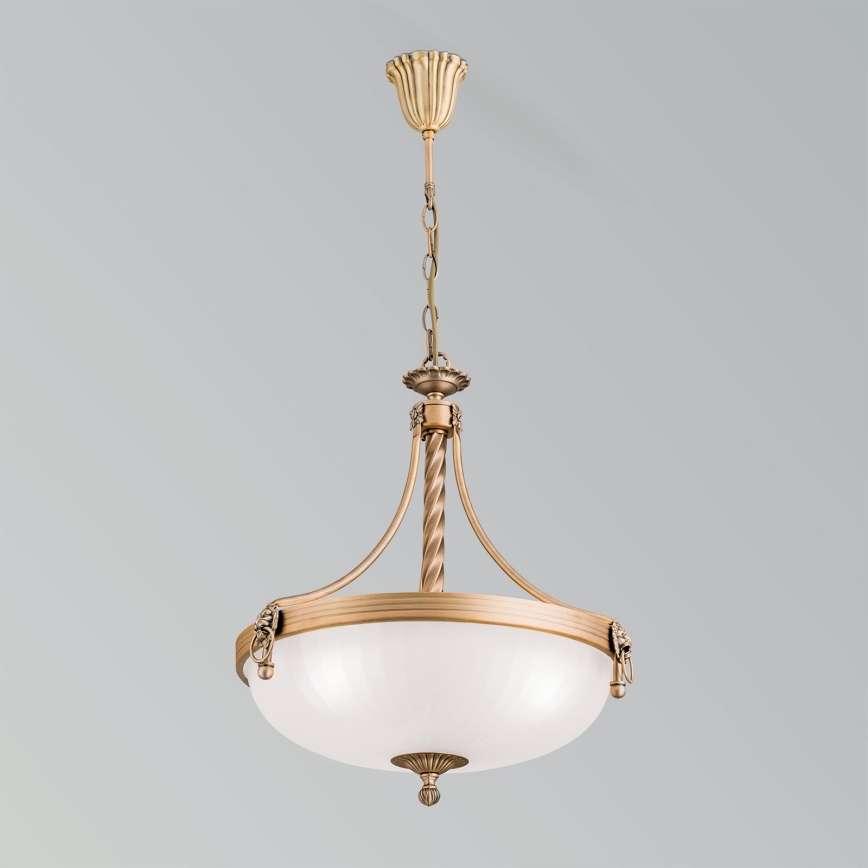 Luster na lancu ROCCA 3xE27/60W/230V pr. 42 cm bronzana/bela