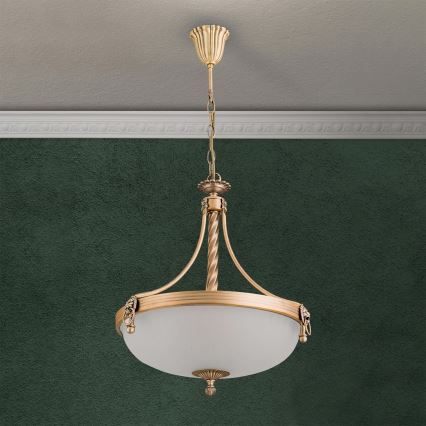 Luster na lancu ROCCA 3xE27/60W/230V pr. 42 cm bronzana/bela