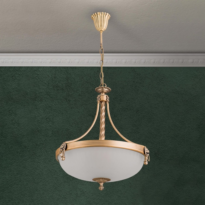 Luster na lancu ROCCA 3xE27/60W/230V pr. 42 cm bronzana/bela