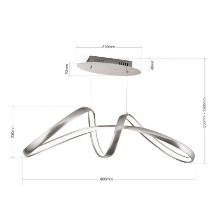 LED Prigušivi luster na sajli CIRCUS LED/36W/230V srebrno