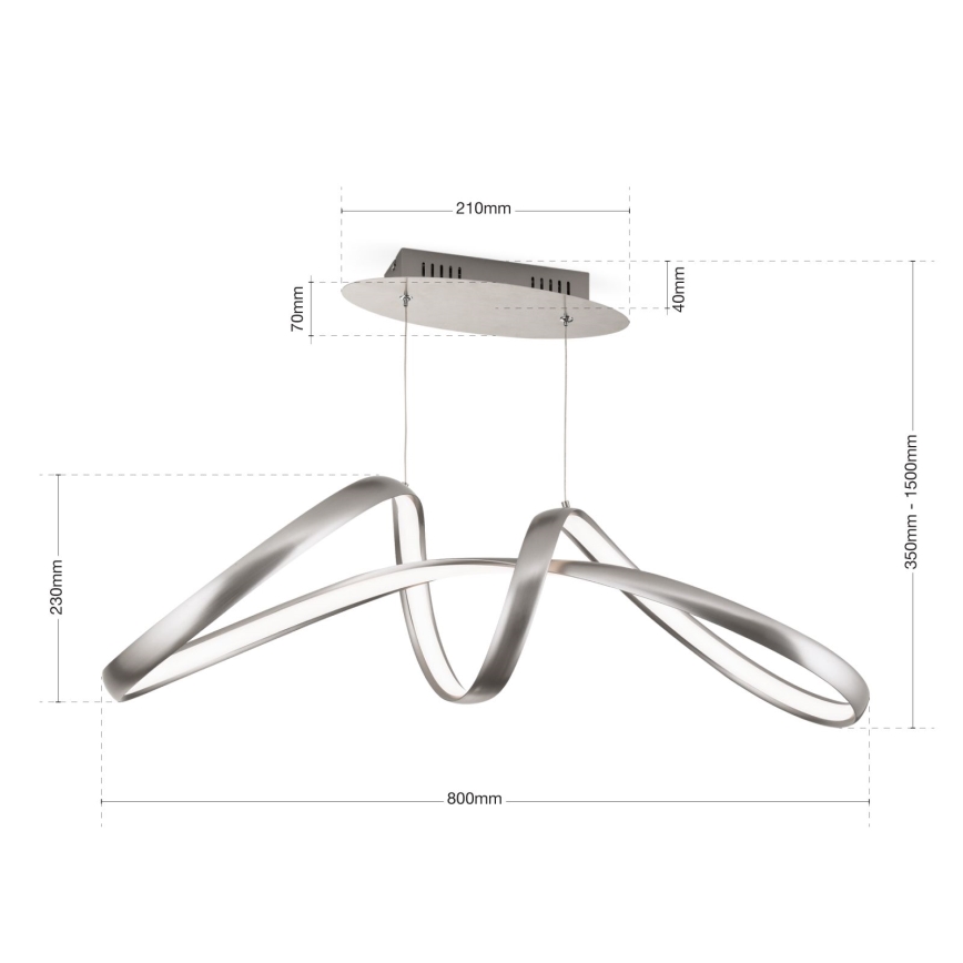 LED Prigušivi luster na sajli CIRCUS LED/36W/230V srebrno