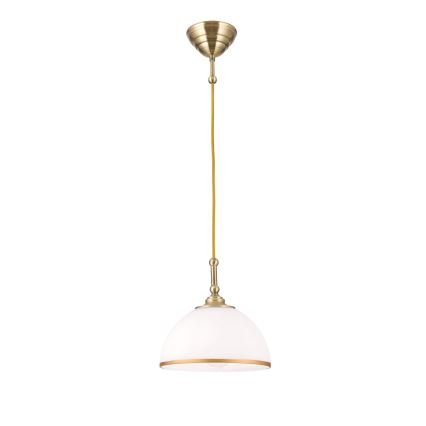 Luster na sajli OLD LAMP 1xE27/40W/230V bela/mesing