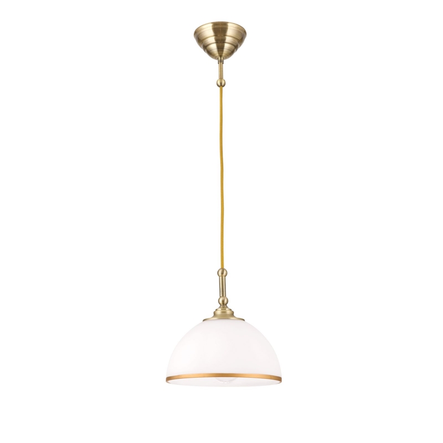Luster na sajli OLD LAMP 1xE27/40W/230V bela/mesing