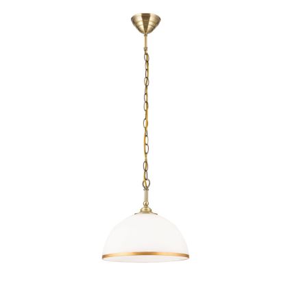 Luster na lancu OLD LAMP 1xE27/40W/230V pr. 30 cm bela/mesing
