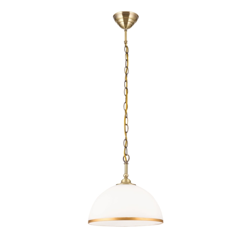 Luster na lancu OLD LAMP 1xE27/40W/230V pr. 30 cm bela/mesing