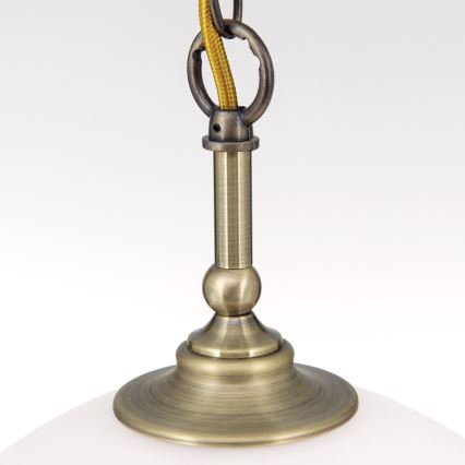 Luster na lancu OLD LAMP 1xE27/40W/230V pr. 30 cm bela/mesing