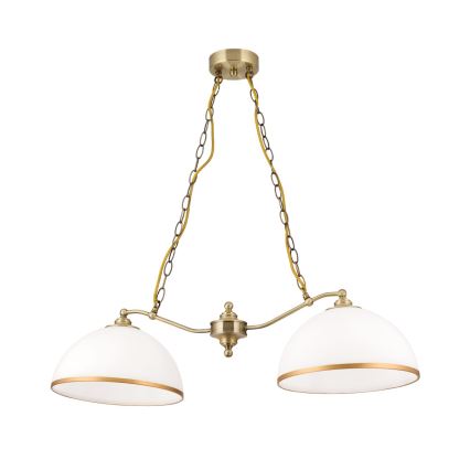 Luster na lancu OLD LAMP 2xE27/40W/230V bela/mesing