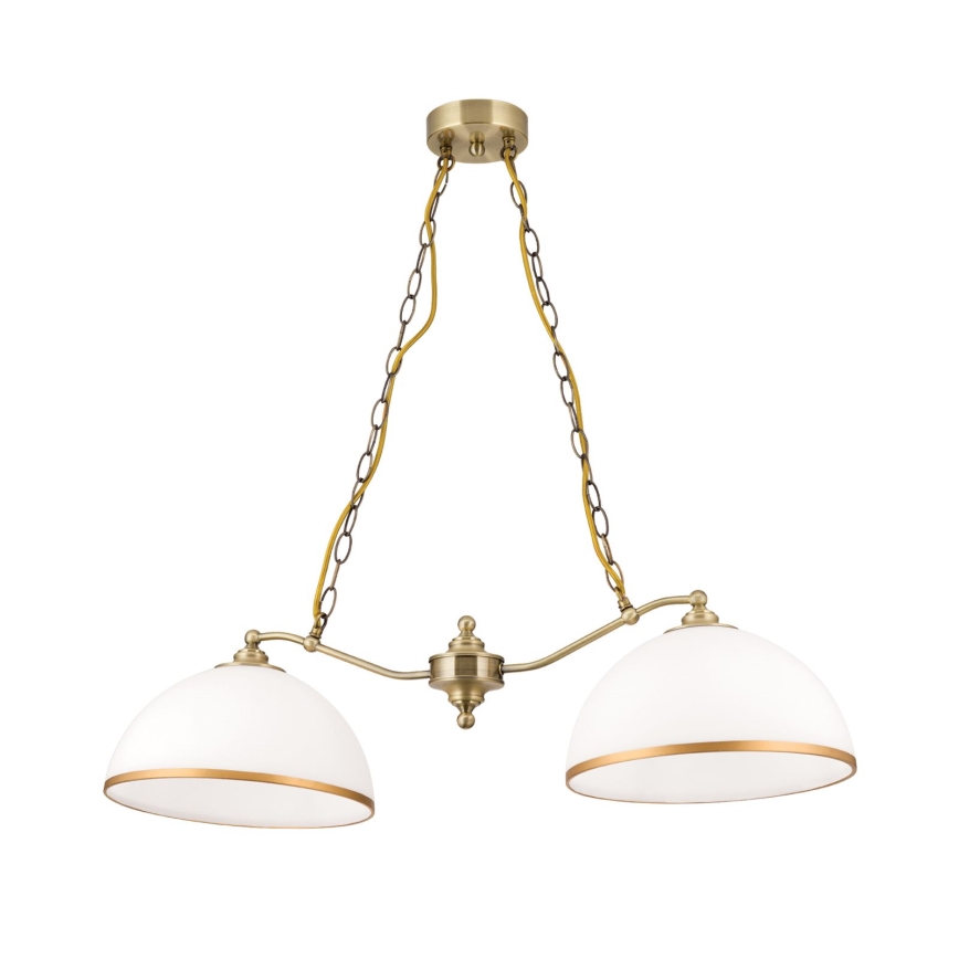 Luster na lancu OLD LAMP 2xE27/40W/230V bela/mesing