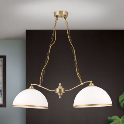 Luster na lancu OLD LAMP 2xE27/40W/230V bela/mesing